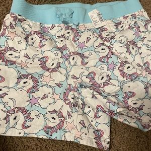 Girls unicorn shorts size (14)